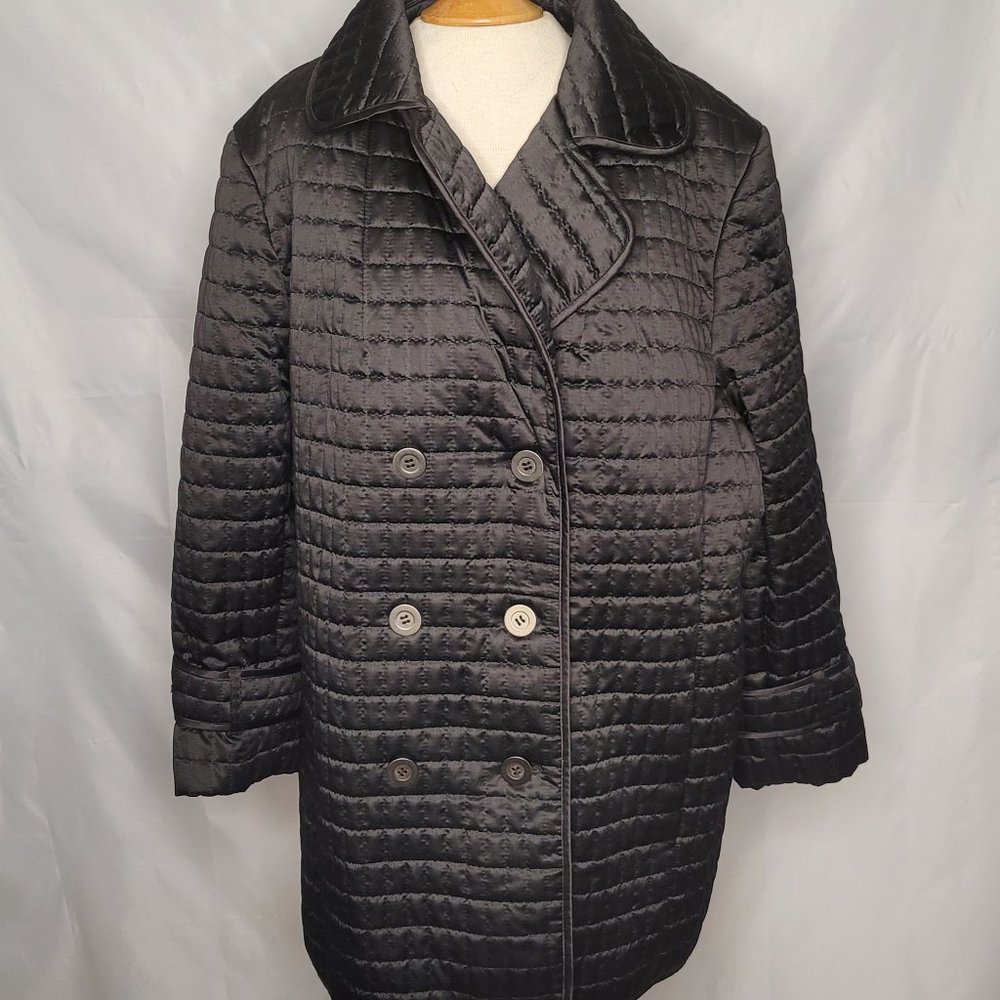 Avenue Coat Black Quilt Collection Satin with Pockets Water Resist L
